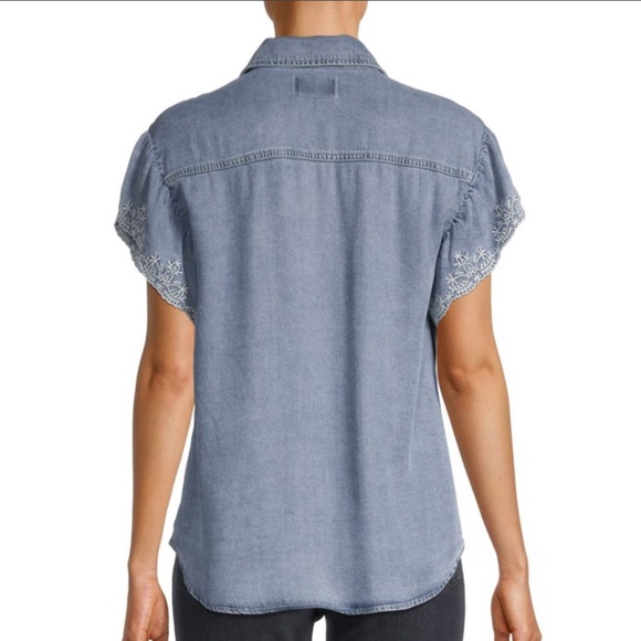 Driftwood Embroidered Chambray Shirt Button Front Boho Western Small - Picture 2 of 7